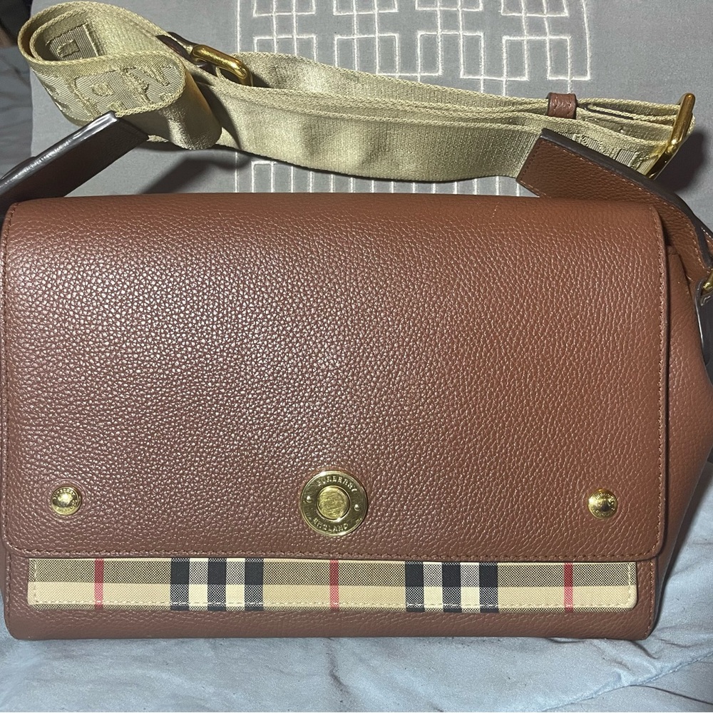 Burberry Note Brown Leather Crossbody Bag